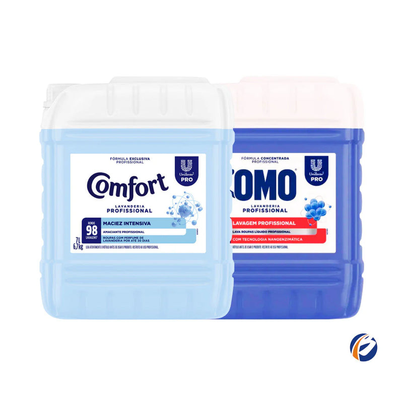Kit 2und Lavanderia: Lava Roupas Líquido Lavanderia Pro Omo 7L + Amaciante Lavanderia Pro Comfort 7L